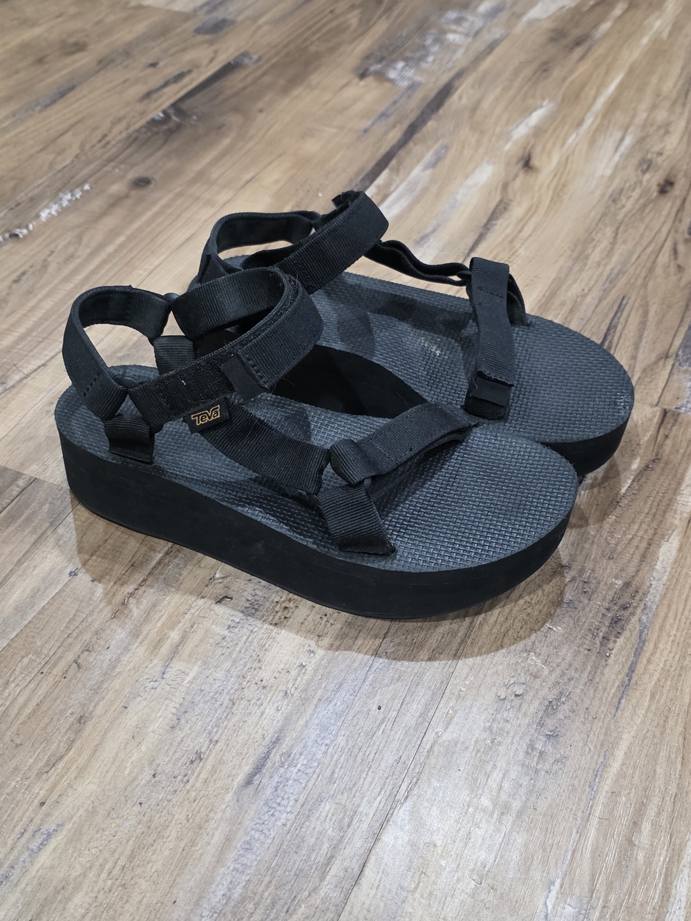 Teva Black Platform Sandals with Thick Sole